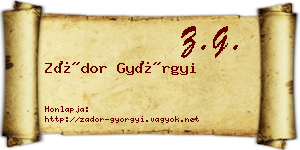 Zádor Györgyi névjegykártya